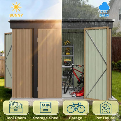 Patiowell 8x4 FT Outdoor Storage Shed, Heavy Duty Tool Metal Sheds - Image 6