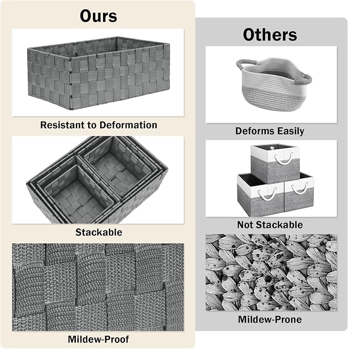 Woven Storage Baskets, Storage Bins, Cube Basket Container Baskets Storage - Image 5