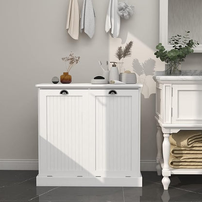 KEIKI Double Tilt-Out Laundry Hamper Cabinet - Image 7