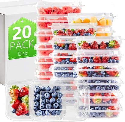 20 Pack 12oz Clear Meal Prep Containers Reusable Food Storage Containers by NutriBox