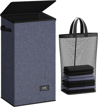 SOLEDI Laundry Hamper with Lid 100L Large & Tall Collapsible Laundry Basket by SOLEDI