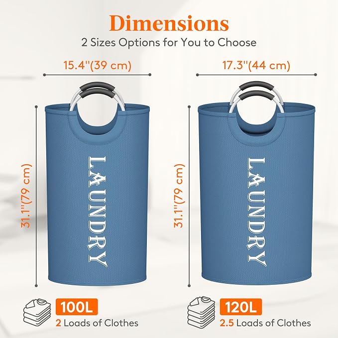 Lifewit 100L 2-Pack Large Laundry Basket, Collapsible Laundry Hamper - Image 2