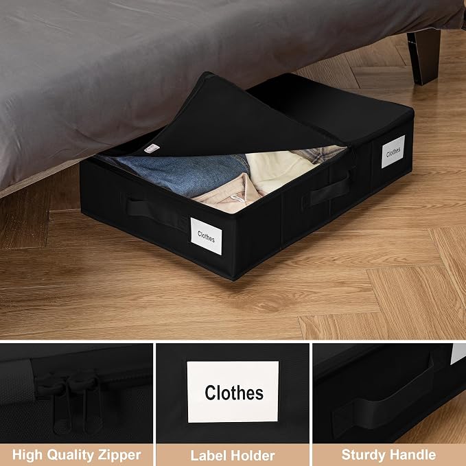 Vincona Under Bed Storage with Wheels, 2 Pack Under Bed Storage Containers with - Image 4