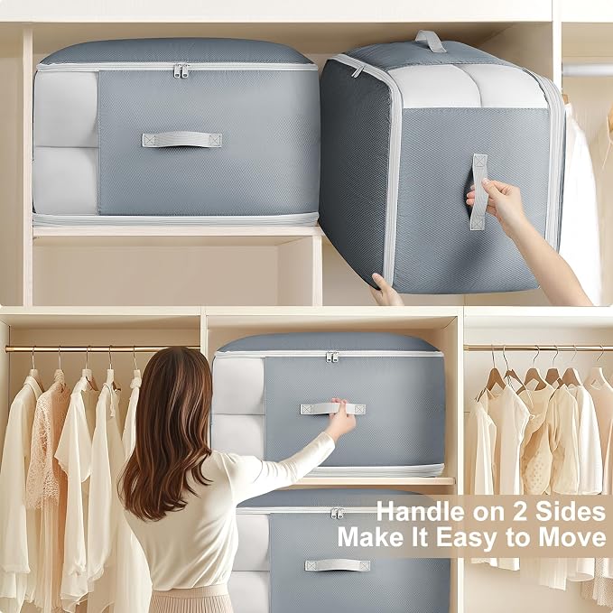 Comforter Storage Bag - 130L Large Capacity Blanket Storage Bags 3-Layer Ultra - Image 5