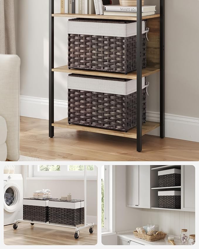 SONGMICS Storage Basket with Lid, 9.2 Gallon Storage Bin, Woven Blanket Storage - Image 3