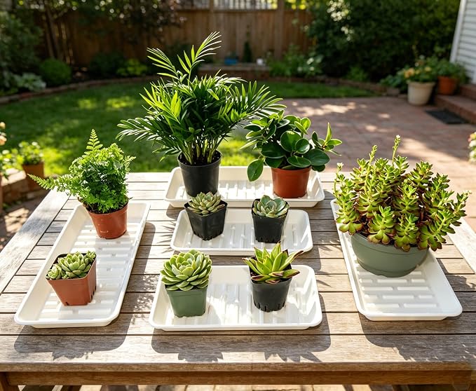 6 Pack Plastic Plant Trays Rectangular 14 Inch, Indoor Outdoor Plant Saucers - Image 7