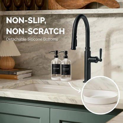 Vine Creations Clear Glass Soap Dispenser, 2 Pack Kitchen Soap Dispenser Set - Image 3