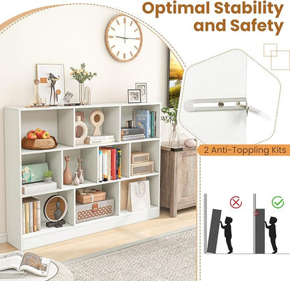 Giantex 10 Cube Bookcase, 4-Tier Freestanding Bookshelf w/ 10 Open Compartments - Image 4