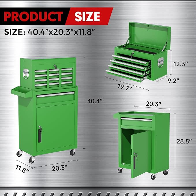INTERGREAT Rolling Tool Chest, 5-Drawer Tool Box Organizer, Lockable Wheels & - Image 3