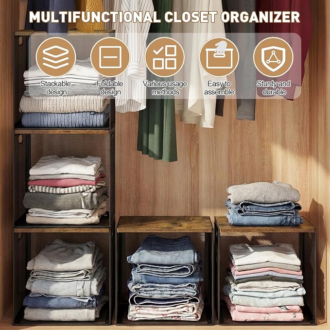 AceOrbit 3 Pcs Widened Stackable Closet Organizers and Storage - Image 2