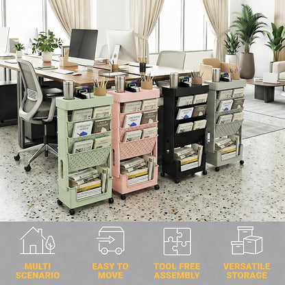 5-Tier Rolling Bookshelf Magazine Rack - Image 7