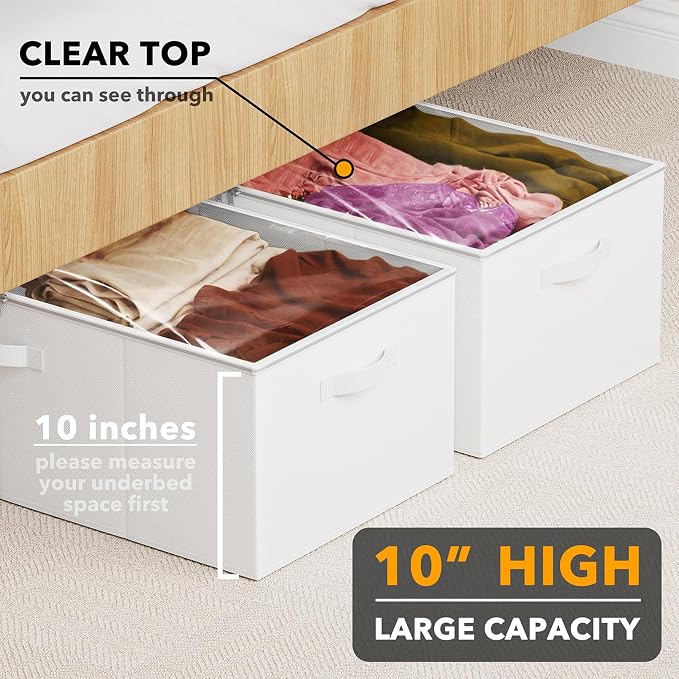 SpaceAid 2 Pack 10" High Under Bed Storage Containers, Large Underbed Storage - Image 2