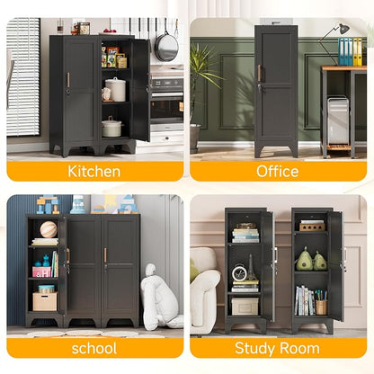 46"H Black Metal Locker with 1 Lockable Door and 2 Adjustable Shelves - Image 7