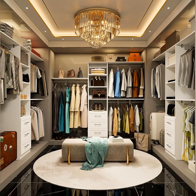 96 inch Closet System with Wooden Drawers, 5FT-8FT Closet Organizer System with - Image 2