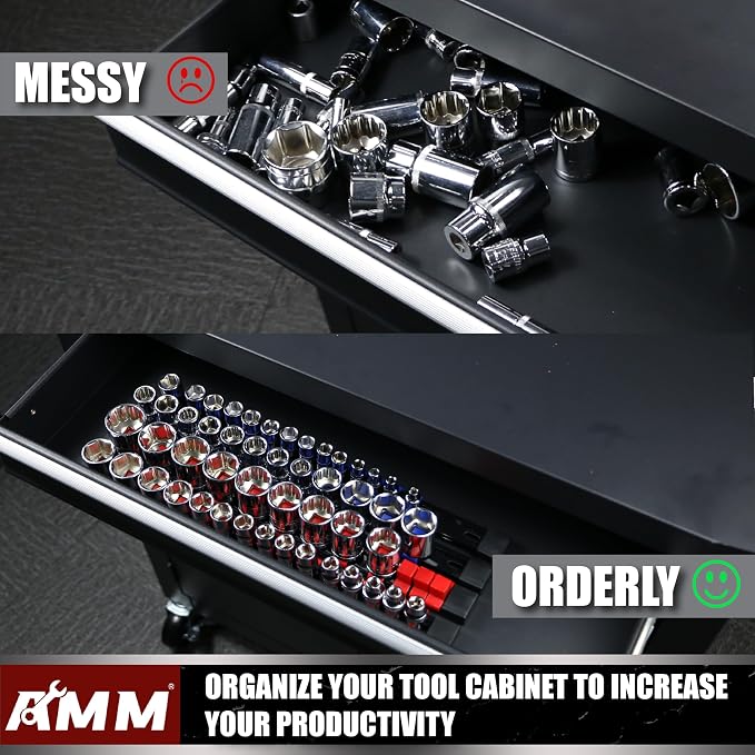 AMM 18-Piece Socket Organizer, 1/2 inch, 3/8 inch and 1/4 inch Drive ABS - Image 6