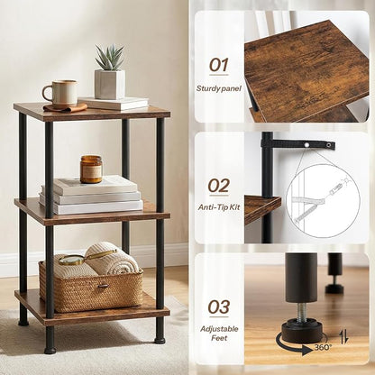 HOOBRO 3-Tier Corner Shelf Stand, Corner Square Rack Display Shelf, Tall - Image 6