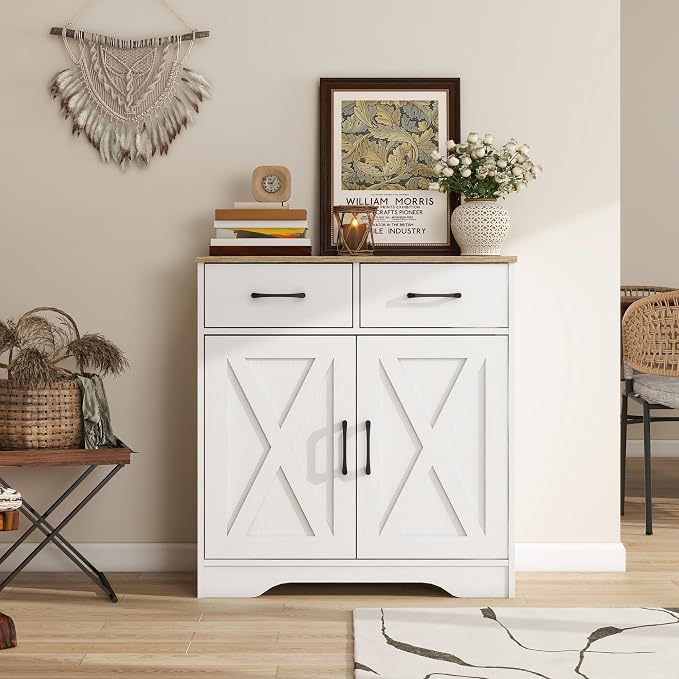 Panana Sideboard 2 Drawers 2 Doors Entryway Storage Cabinet Living Room - Image 2