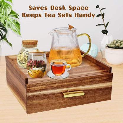 NANXITU Acacia Wood Tea Holder Organizer, Tea Box Organizer Storage Box - Image 6