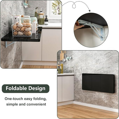 Clikuutory Wall Mounted High Gloss Folding Table, Wall Desk Fold Down - Image 5