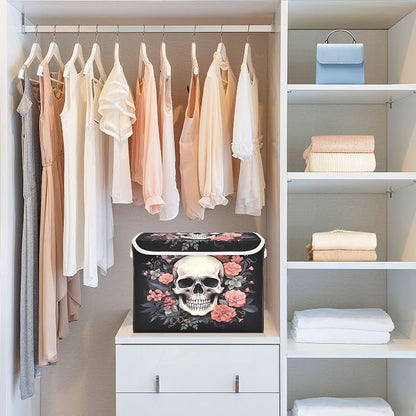 Skull Storage Bins with Lids and Carrying Handle, Foldable Storage Boxes - Image 6