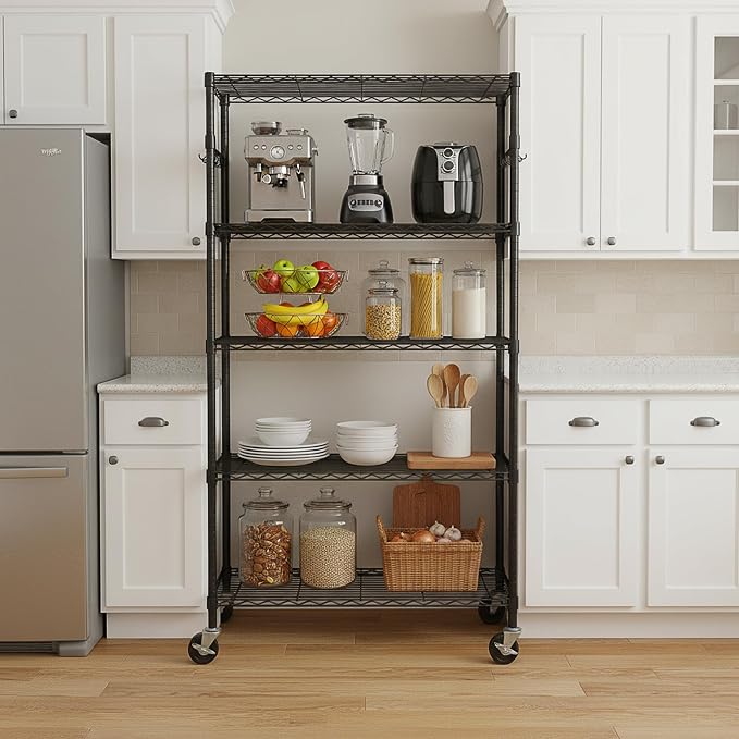 5 Tier Storage Shelves with Wheels - Image 2