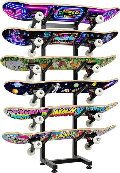 BiJun Skateboard Racks Floor Stand, 6-Layer Skateboard Wall Mount, Snowboard by BiJun