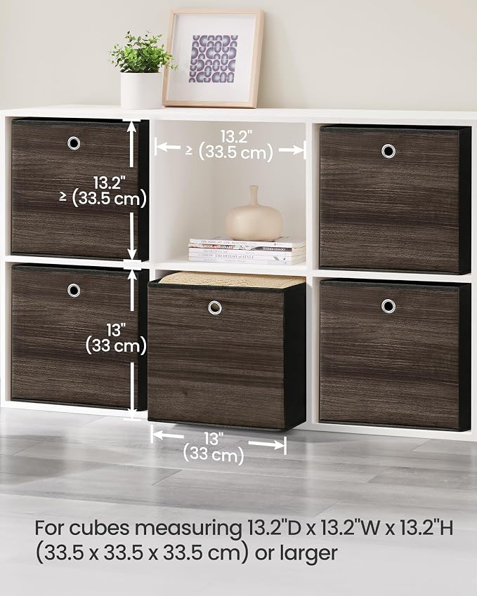 SONGMICS Storage Cubes, Foldable Fabric Storage Bins, Chestnut Brown, URFB133K01 - Image 7