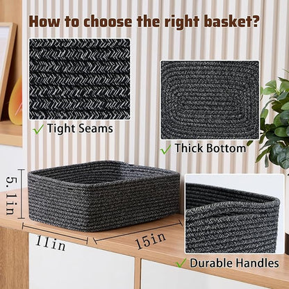 Large Shallow Organizing Baskets 15x11x5.1 Inches - Image 2