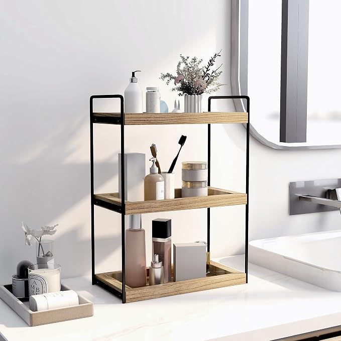 Dorhors Bathroom Counter Organizer, Countertop Tray Storage Shelf | 3 Tier - Image 6