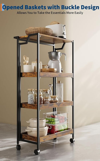PeakPursuit Large 4-Tier Collapsible Wooden Storage Shelf – Heavy Duty 100 lbs - Image 4
