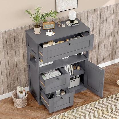 GRUSIGN Bathroom Cabinet, Modern Bathroom Floor Storage Cabinet Organizer - Image 4