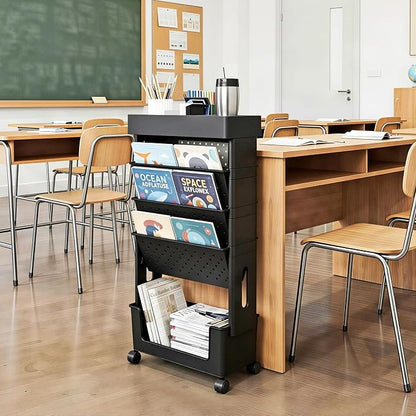 5-Tier Rolling Bookshelf Magazine Rack - Image 4
