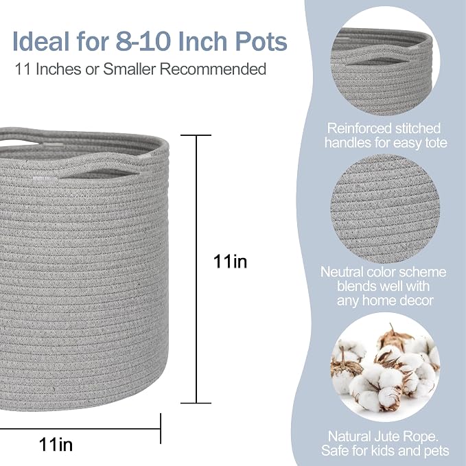 MEGASKET Cotton Rope Plant Basket, Woven Baskets Planter - Image 2