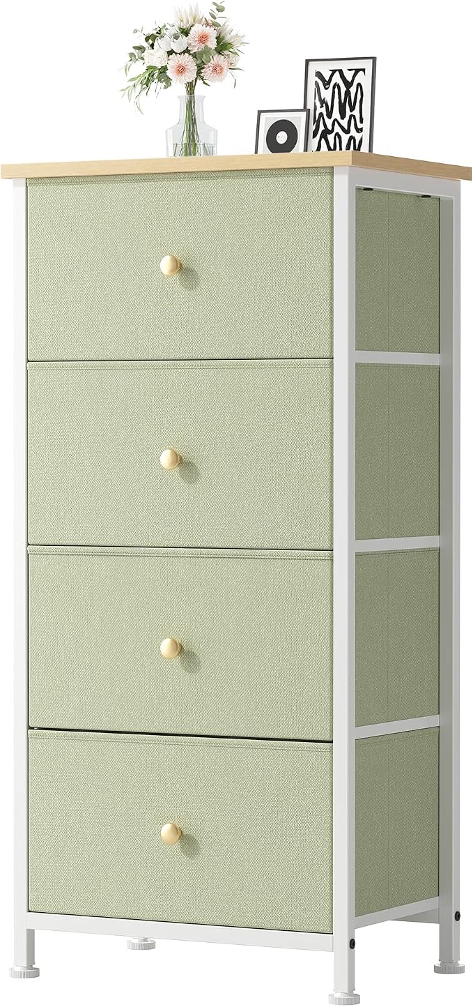 DUMOS Nightstand with 4 Drawers Bedside Table with Removable Fabric Bins Sturdy by DumosLifestyle