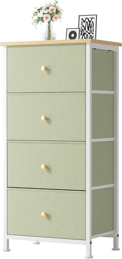 DUMOS Nightstand with 4 Drawers Bedside Table with Removable Fabric Bins Sturdy by DumosLifestyle