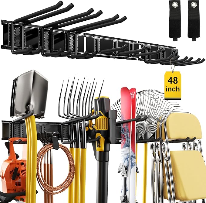 48" Garage Tool Organizer Wall Mount, 660lbs Heavy Duty Steel Garden Tool by YZSFMZGE
