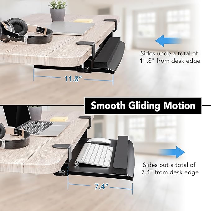 EHO Clamp-On Retractable Adjustable Keyboard Tray, Under Desk Ergonomic - Image 4