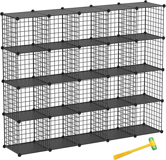TUMUCUTE Wire Cube Storage Organizer, 20-Cube Metal Storage Shelves Bookshelf by Worththetrustofeverycusto