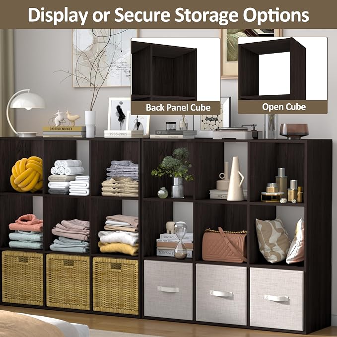 PrimeZone Stackable 9 Cube Storage Organizer: Wood Cubes Shelf Fits Cubby Bins - Image 7