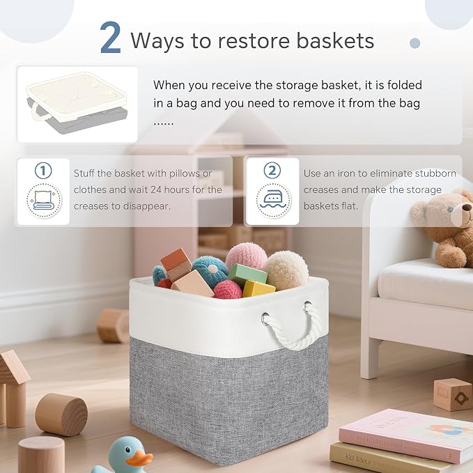FinishingBo Fabric Cubes Storage Basket, 6 Pack 11x11 in - Image 7
