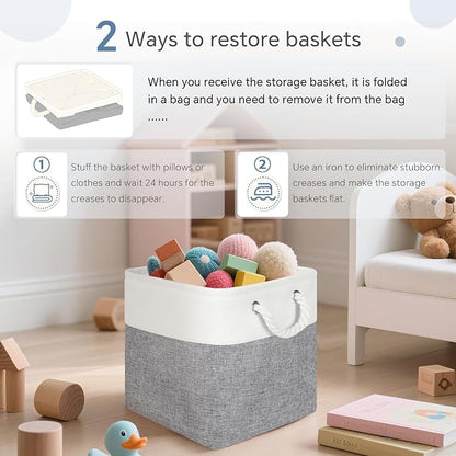 FinishingBo Fabric Cubes Storage Basket, 6 Pack 11x11 in - Image 7