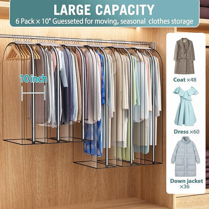 Liuoud Clear Garment Bag for Hanging Clothes 10” Gusseted, Suit Bags for Open - Image 2