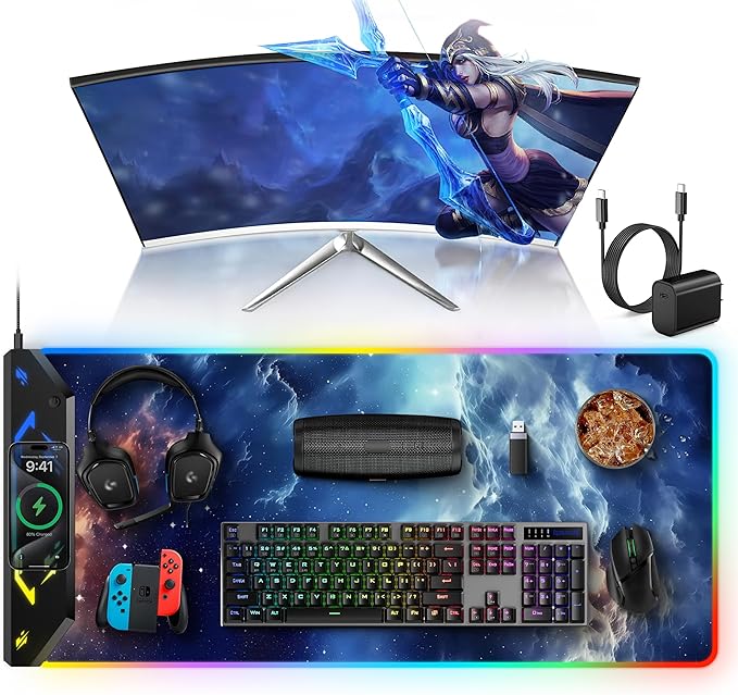 TopMade Wireless Charging Mouse Pad, RGB Gaming Mousepad, 35.4" x 15.8" Extra by TopmadeProduct-Ordernow