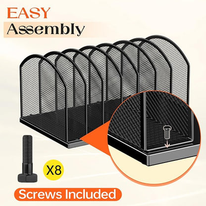 2 Pack 7-Section Metal Upright File Sorter Organizer，Office Small Letter Sorter - Image 3