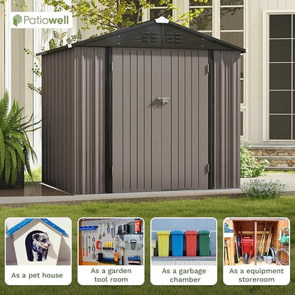 Patiowell 8x6 FT Outdoor Storage Shed, Metal Tool shed & Outdoor Storage - Image 4
