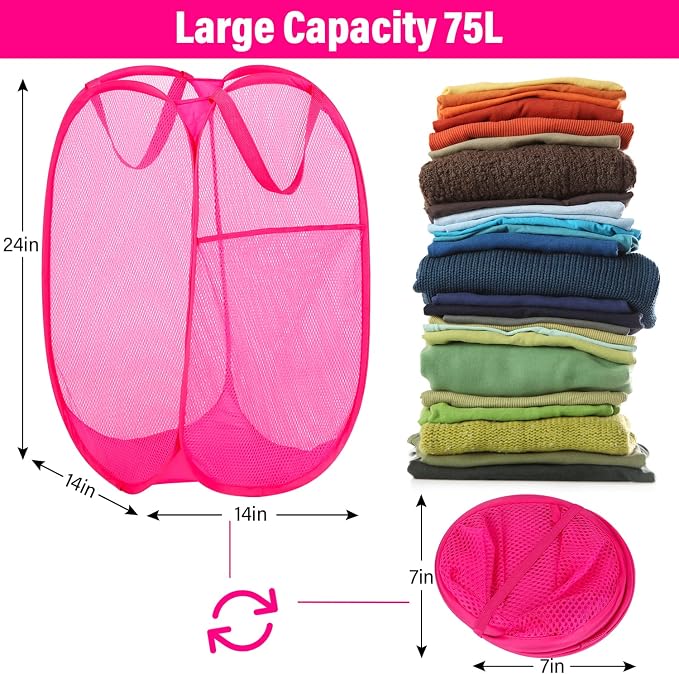 BATTOO Deluxe Strong Mesh Pop up Laundry Hamper Basket - Image 3