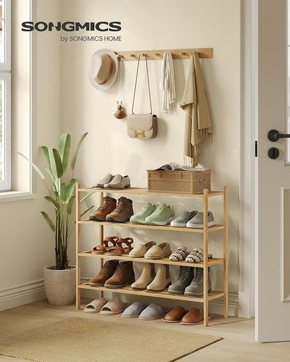 SONGMICS Bamboo Shoe Rack for Closet, Stackable Shoe Oragnizer - Image 2