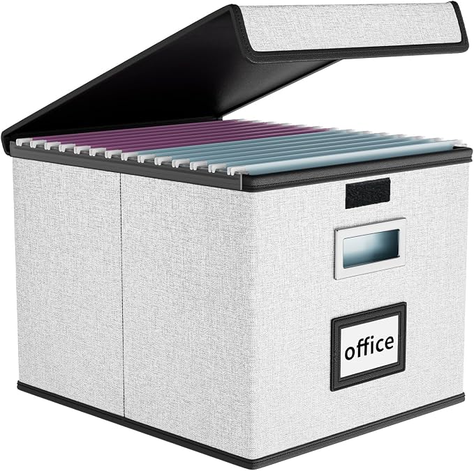 File Organizer Box with Lids, Collapsible File Folder Organizer | File Box with by Huolewa