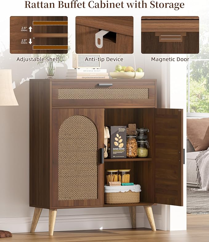 Keehusux Rattan Storage Cabinet - Image 6
