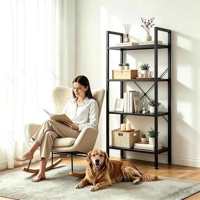 HealSmart 4 Tier Bookshelf, Free Standing Book Shelf Home Office Bookcase Shelf - Image 2
